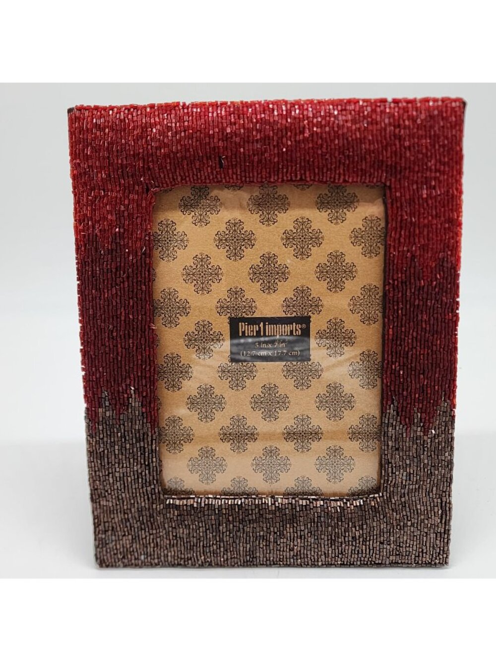 Pier 1 Imports Beaded Picture Frame 5" X 7" Red & Brown